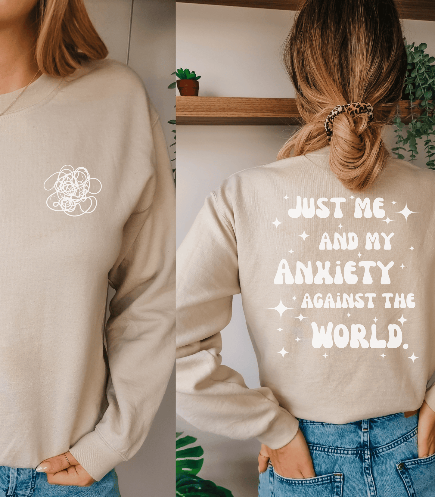 Me and My Anxiety Crewneck, Mental Health Sweatshirt, Self-Care Gift for Friend, Therapy Shirt, Trendy Aesthetic VSCO Oversized Clothing