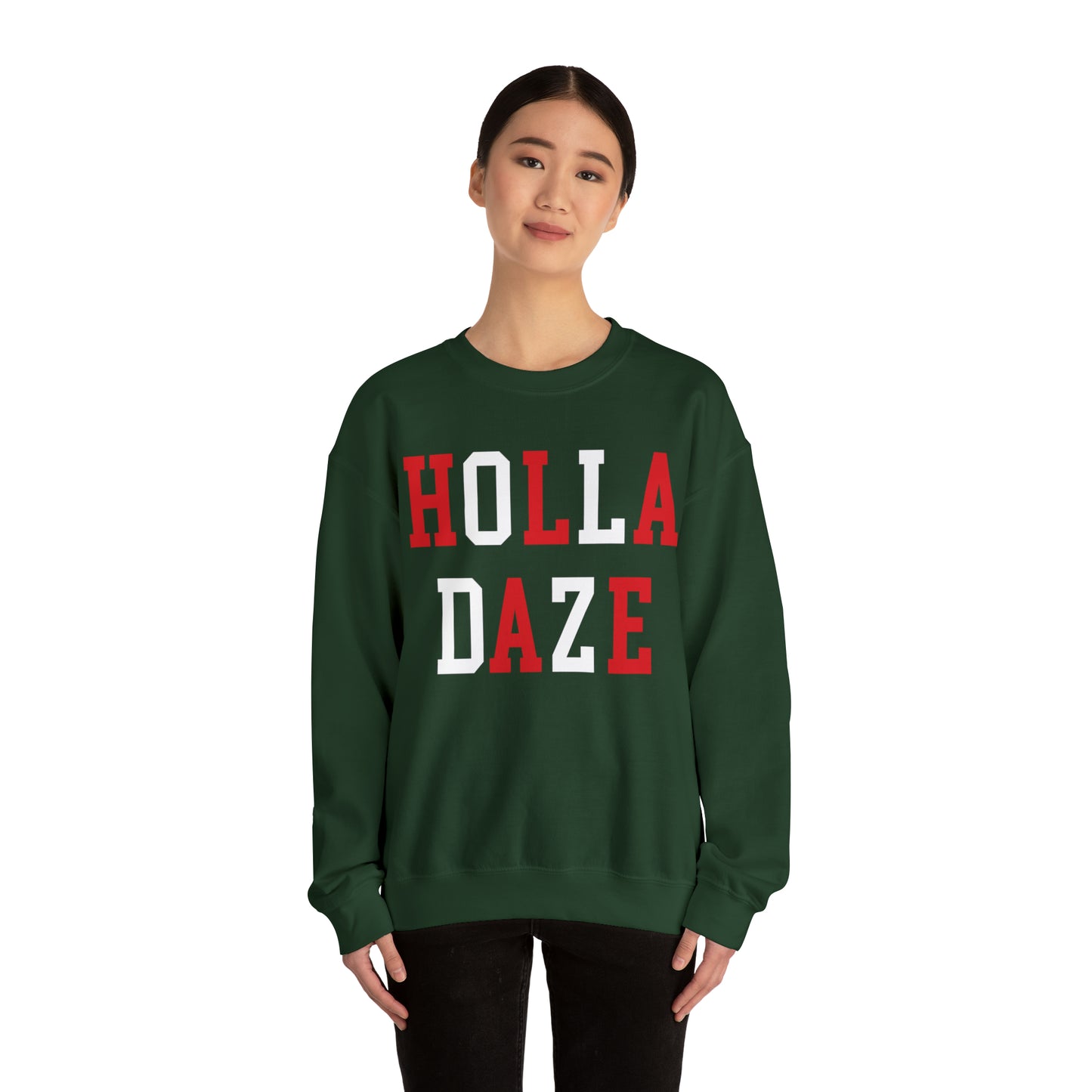 Holla Daze Crewneck Sweatshirt, Merry Christmas Sweatshirt, Holiday Crewneck Sweatshirts