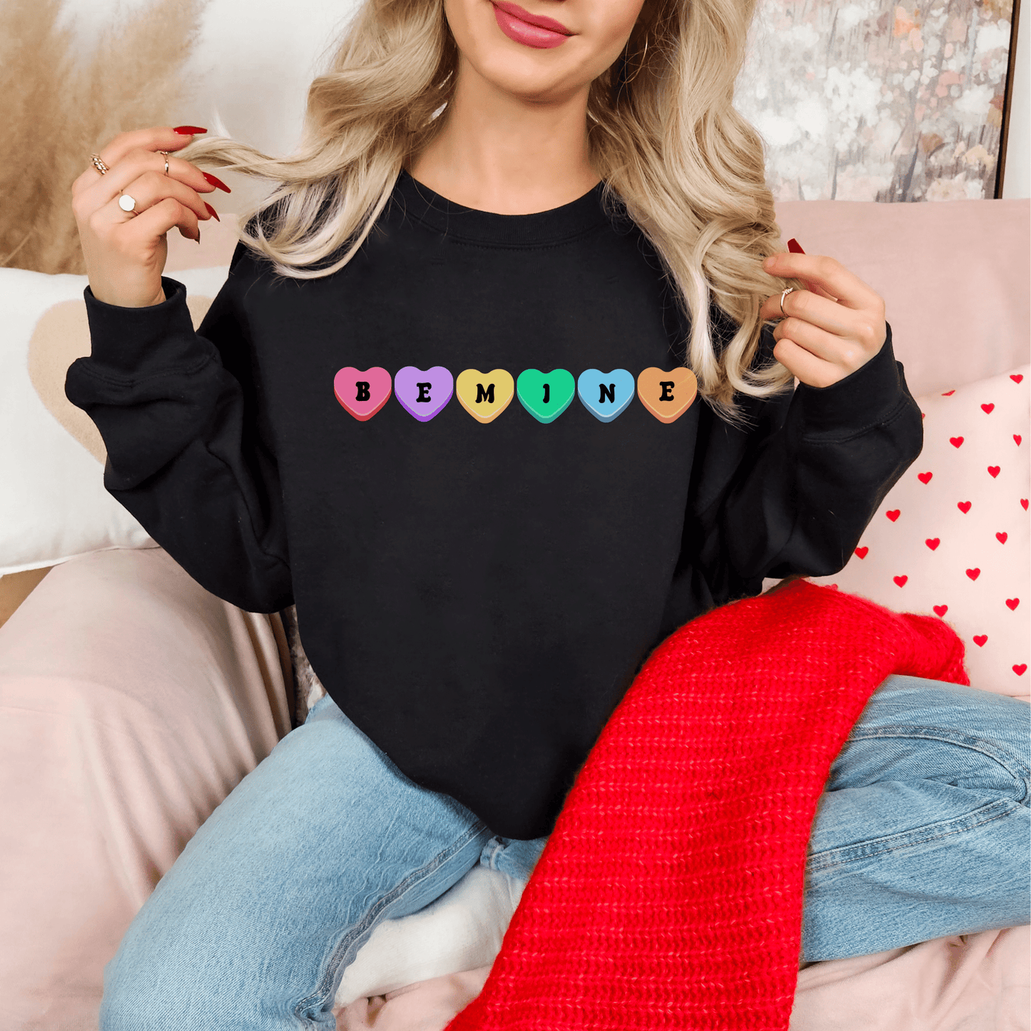 Be Mine Valentine Sweatshirt, Matching Valentine's Sweatshirt, Gift for Friend, Valentine Sweatshirt, Aesthetic VSCO Conversation Hearts Tee