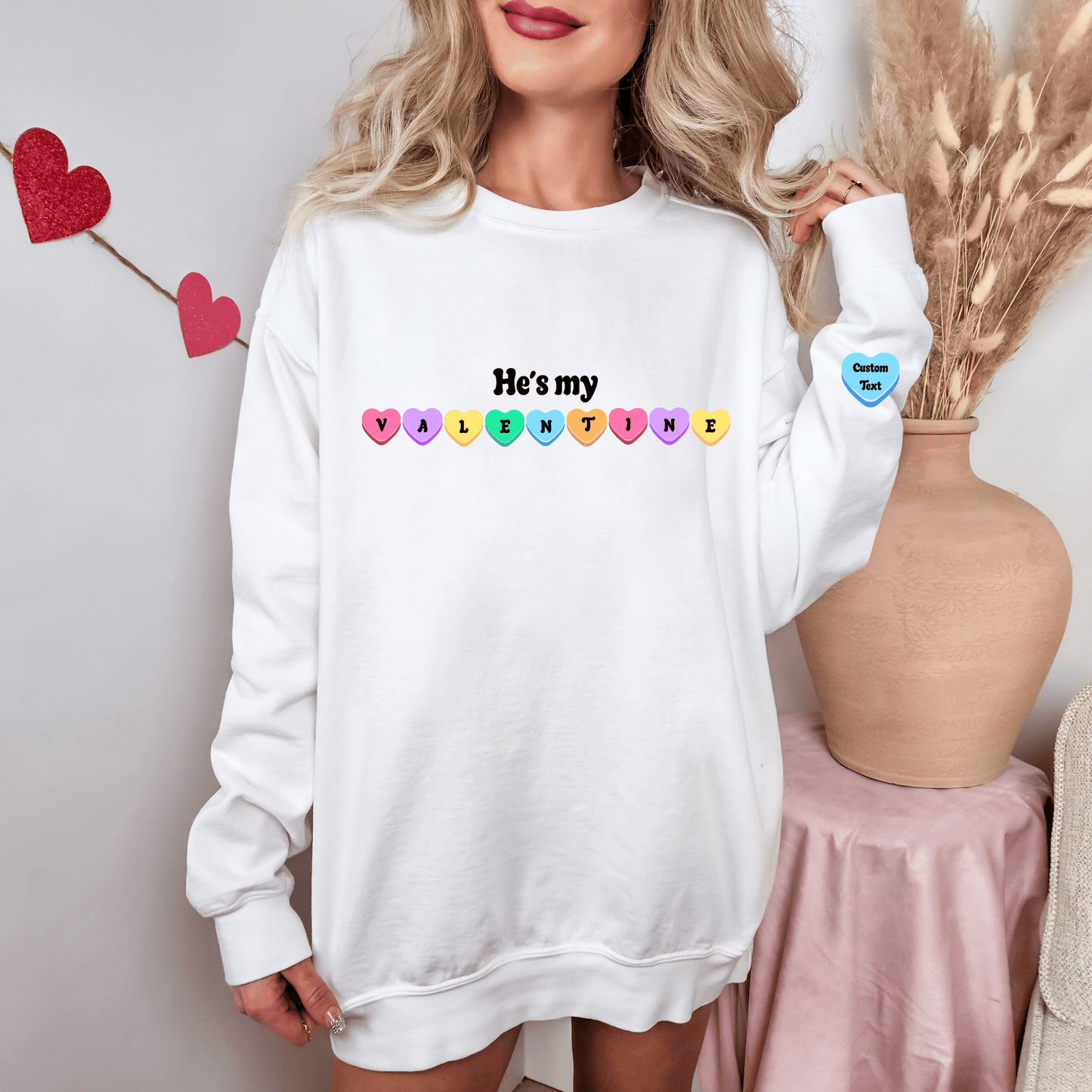 Custom Couples Valentine Sweatshirt, Matching Valentine's Sweatshirt, Personalized Valentine Sweatshirt, Aesthetic VSCO Conversation Hearts