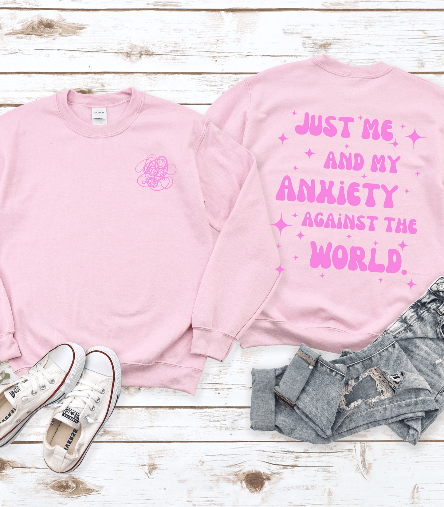 Me and My Anxiety Crewneck, Mental Health Sweatshirt, Self-Care Gift for Friend, Therapy Shirt, Trendy Aesthetic VSCO Oversized Clothing