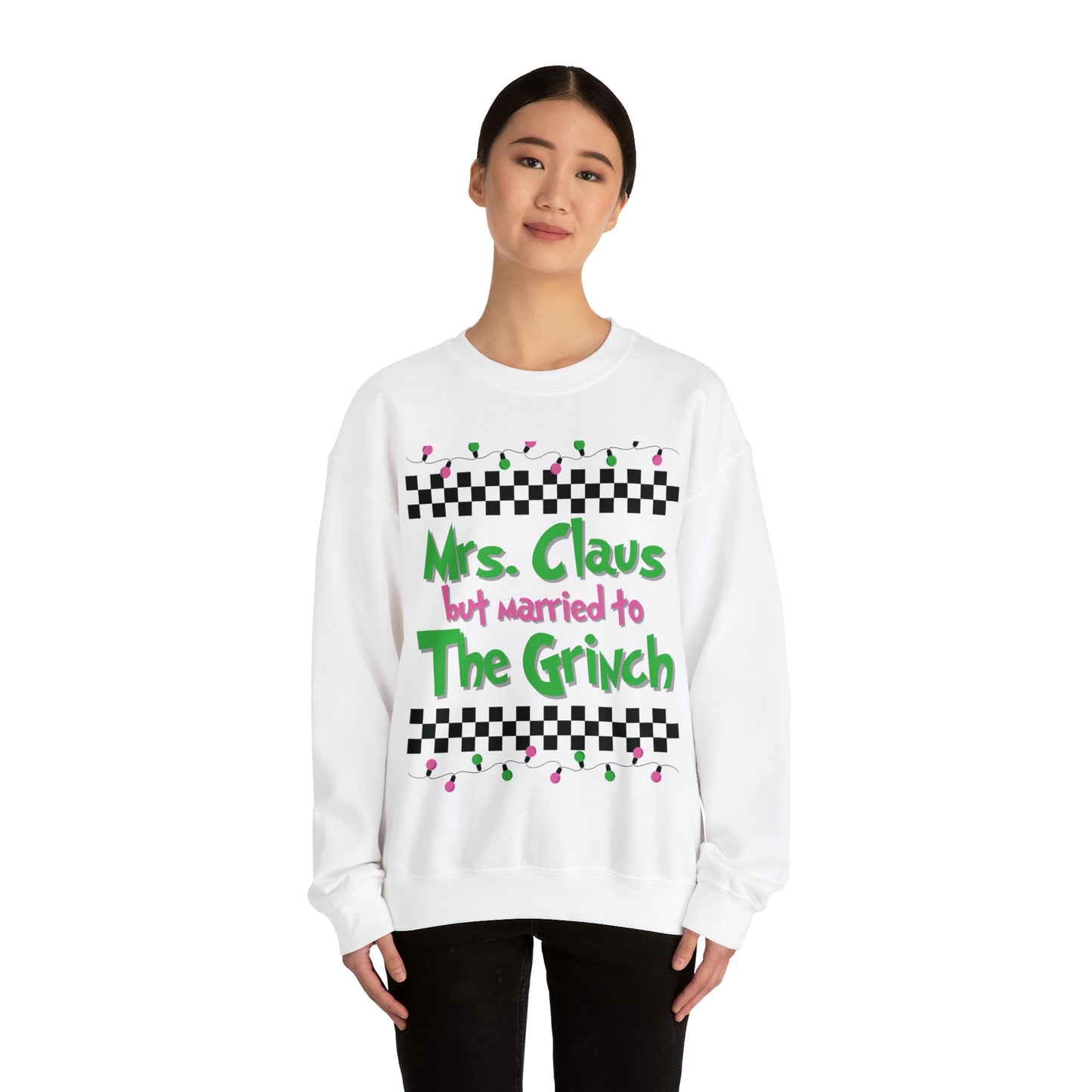 Mrs. Claus and The Grinch Crewneck Sweatshirt, Merry Christmas Sweatshirt, Holiday Crewneck Sweatshirts