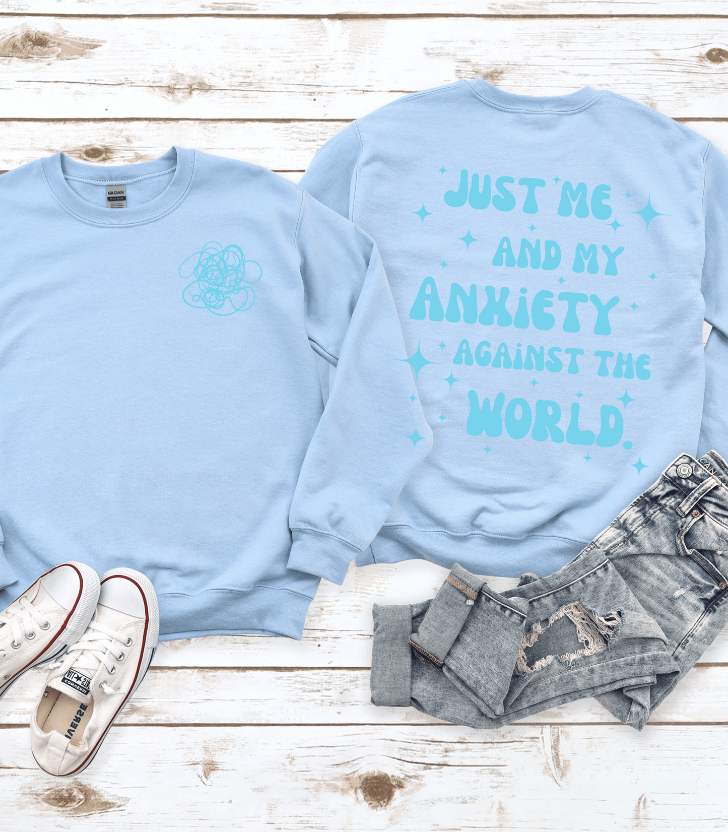 Me and My Anxiety Crewneck, Mental Health Sweatshirt, Self-Care Gift for Friend, Therapy Shirt, Trendy Aesthetic VSCO Oversized Clothing