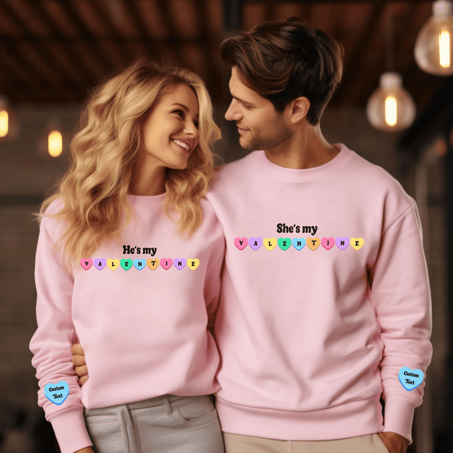 Custom Couples Valentine Sweatshirt, Matching Valentine's Sweatshirt, Personalized Valentine Sweatshirt, Aesthetic VSCO Conversation Hearts