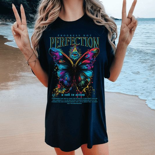 Positive Affirmation Shirt, Progress Not Perfection Graphic ShirtAesthetics Gift, Mental Health, Trendy Oversized Shirt, VSCO Tik Tok Gift