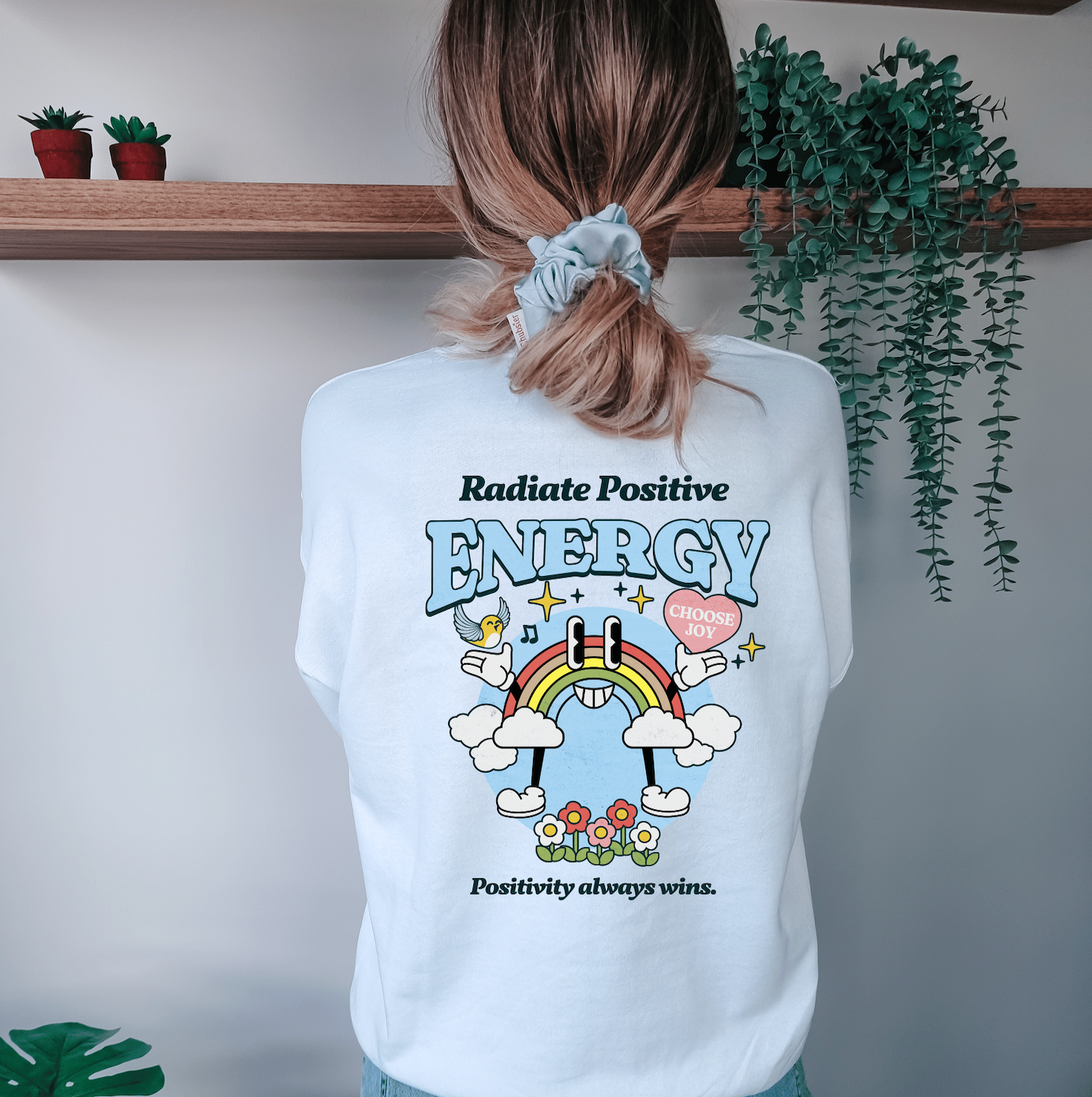 Radiate Positive Energy Sweatshirt Hoodie, Mental Health Sweatshirt, Oversized Sweatshirt, Trendy Aesthetic Sweatshirt, VSCO Sweatshirt Crewneck