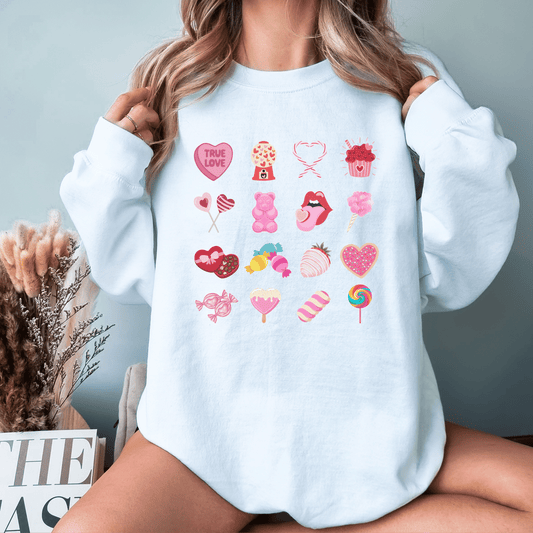 Valentine Sweatshirt, Best Seller Sweatshirt, Loved Sweatshirt, Preppy Valentines Design, Conversatio, Hearts, Happy Valentines Day, Be Mine