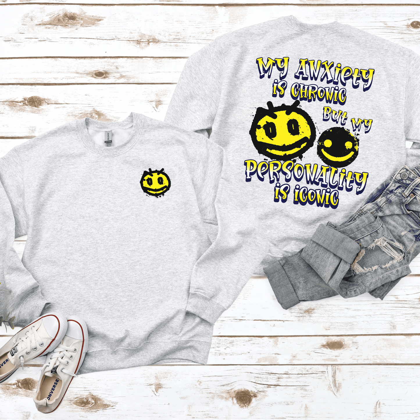 Funny Personality Sweatshirt, Anxiety Oversized Trendy Crewneck, VSCO Tik Tok Sweatshirt