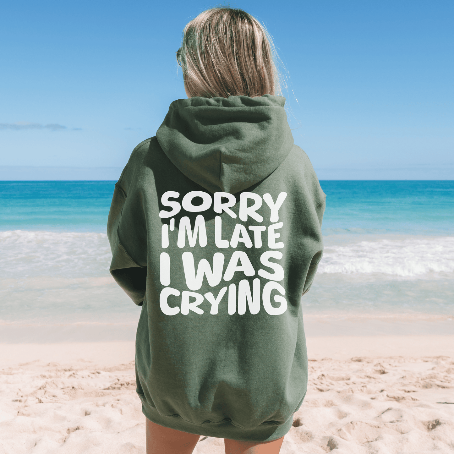 Sorry I'm Late Hoodie, Mental Health Sweatshirt, VSCO Aesthetic Trendy Oversized Hoodies, Tik Tok Hoodie, Tiktoker Gift, Self Care Sweater