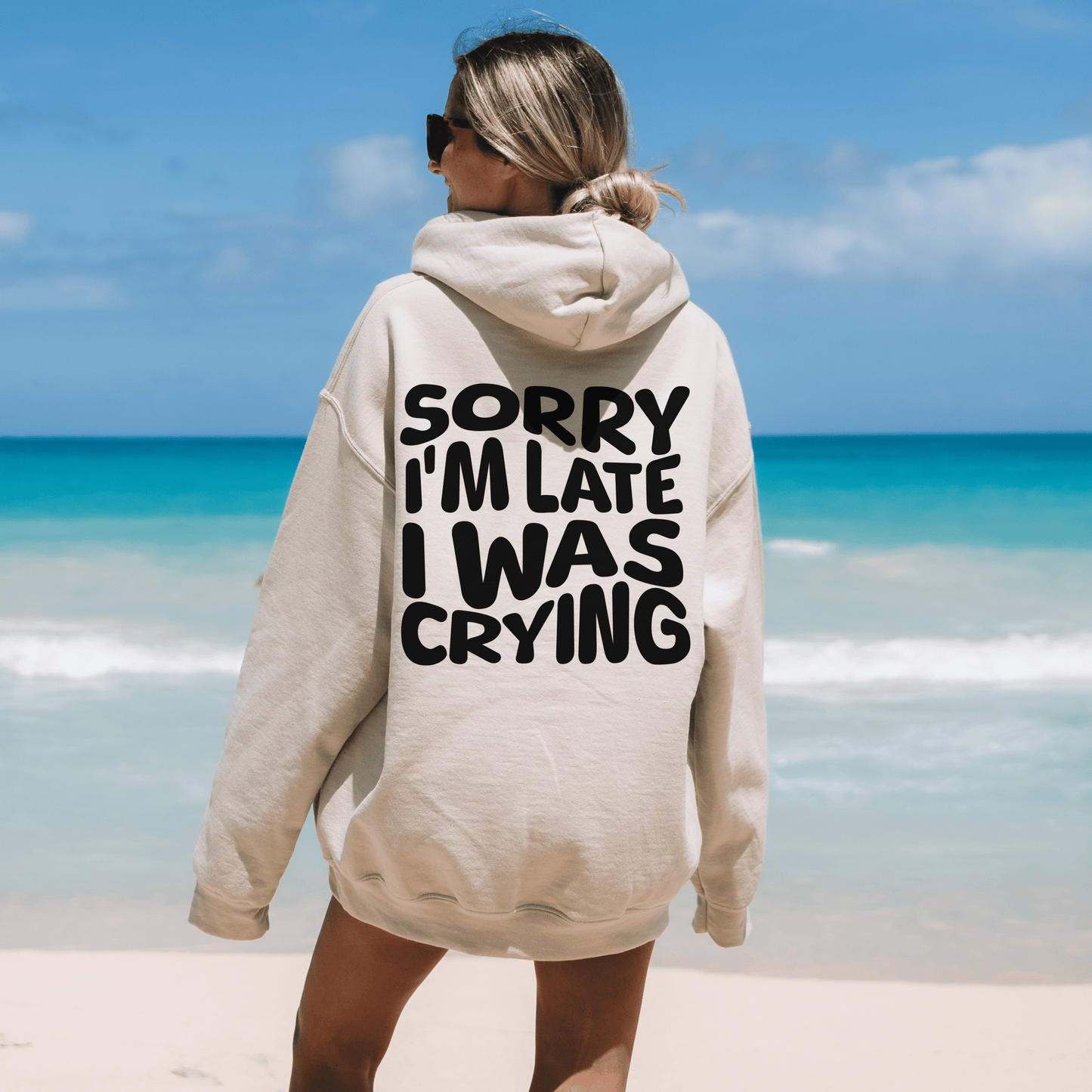 Sorry I'm Late Hoodie, Mental Health Sweatshirt, VSCO Aesthetic Trendy Oversized Hoodies, Tik Tok Hoodie, Tiktoker Gift, Self Care Sweater