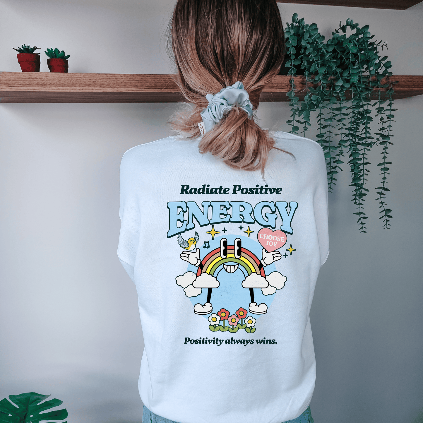 Radiate Positive Energy Sweatshirt Hoodie, Mental Health Sweatshirt, Oversized Sweatshirt, Trendy Aesthetic Sweatshirt, VSCO Sweatshirt Crewneck