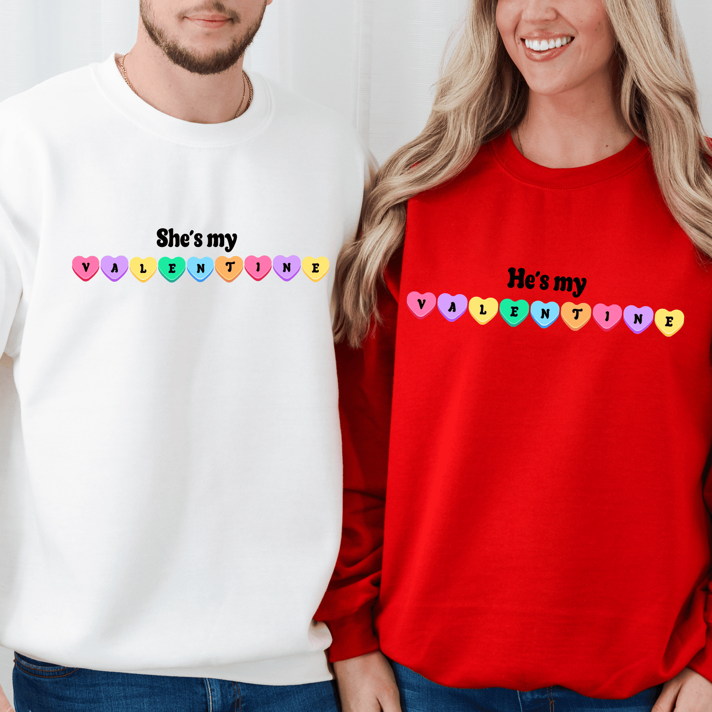 Custom Couples Valentine Sweatshirt, Matching Valentine's Sweatshirt, Personalized Valentine Sweatshirt, Aesthetic VSCO Conversation Hearts