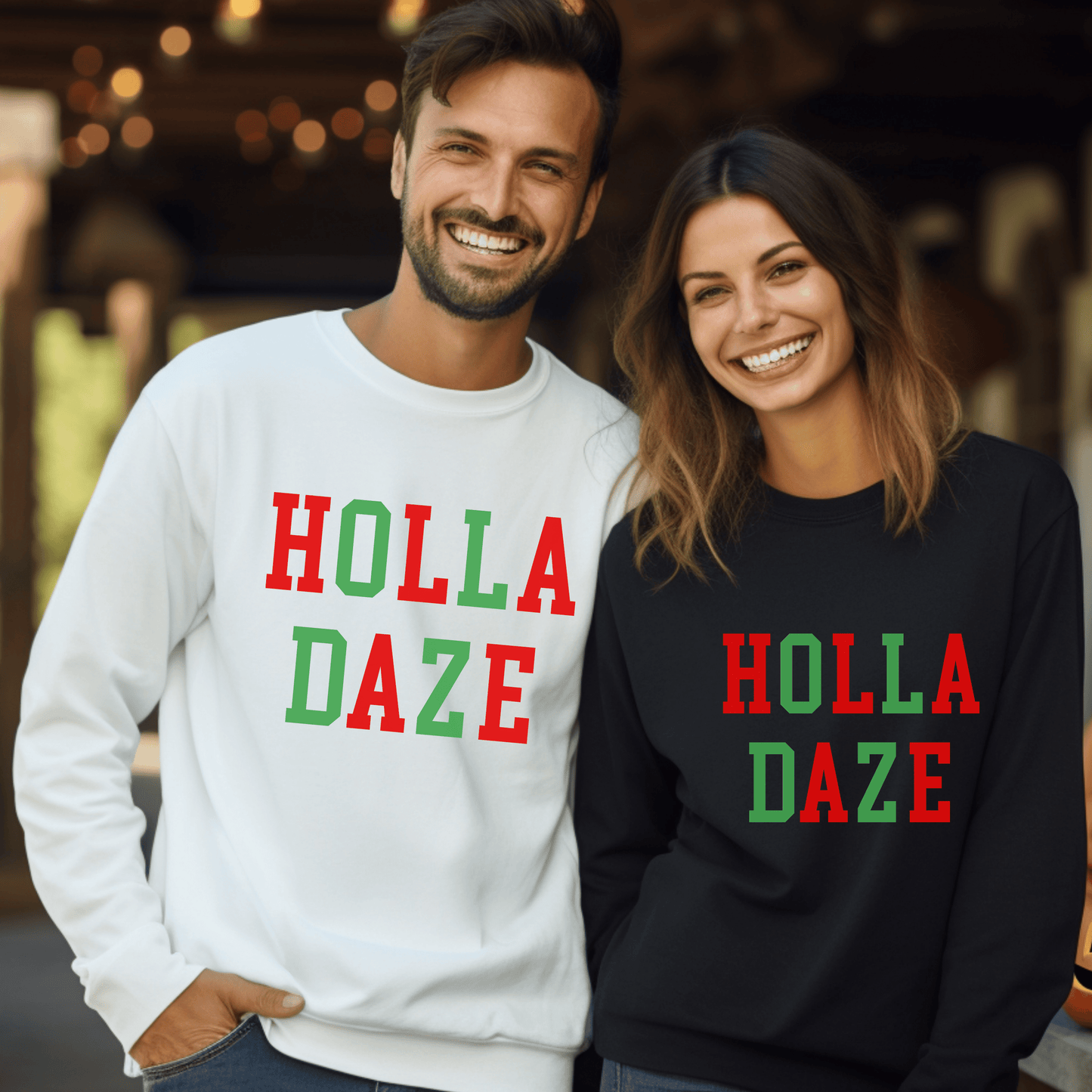 Holla Daze Crewneck Sweatshirt, Merry Christmas Sweatshirt, Holiday Crewneck Sweatshirts