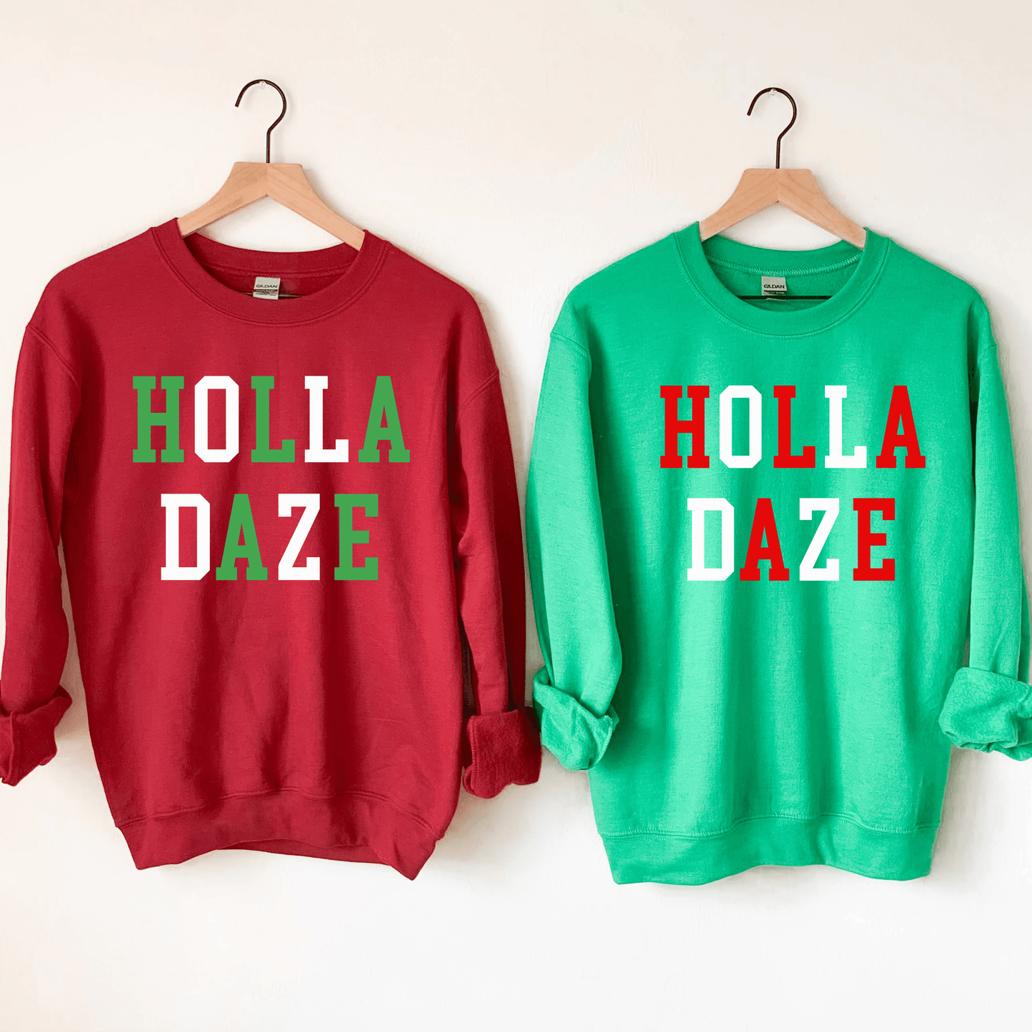 Holla Daze Crewneck Sweatshirt, Merry Christmas Sweatshirt, Holiday Crewneck Sweatshirts