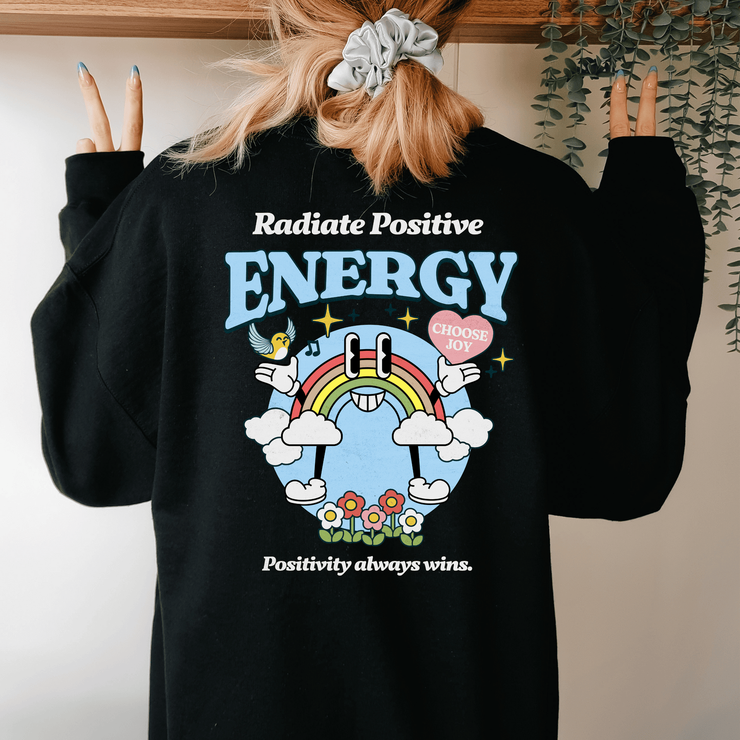 Radiate Positive Energy Sweatshirt Hoodie, Mental Health Sweatshirt, Oversized Sweatshirt, Trendy Aesthetic Sweatshirt, VSCO Sweatshirt Crewneck