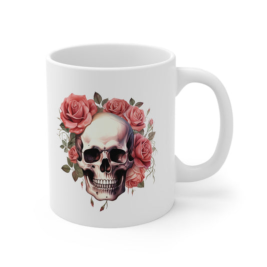 Halloween Mug Skull Gifted Halloween Gift Mugs ForHer Halloween Skull Flowers Gift Vintage Hallow ween Cottagecore Halloween Mug Retro