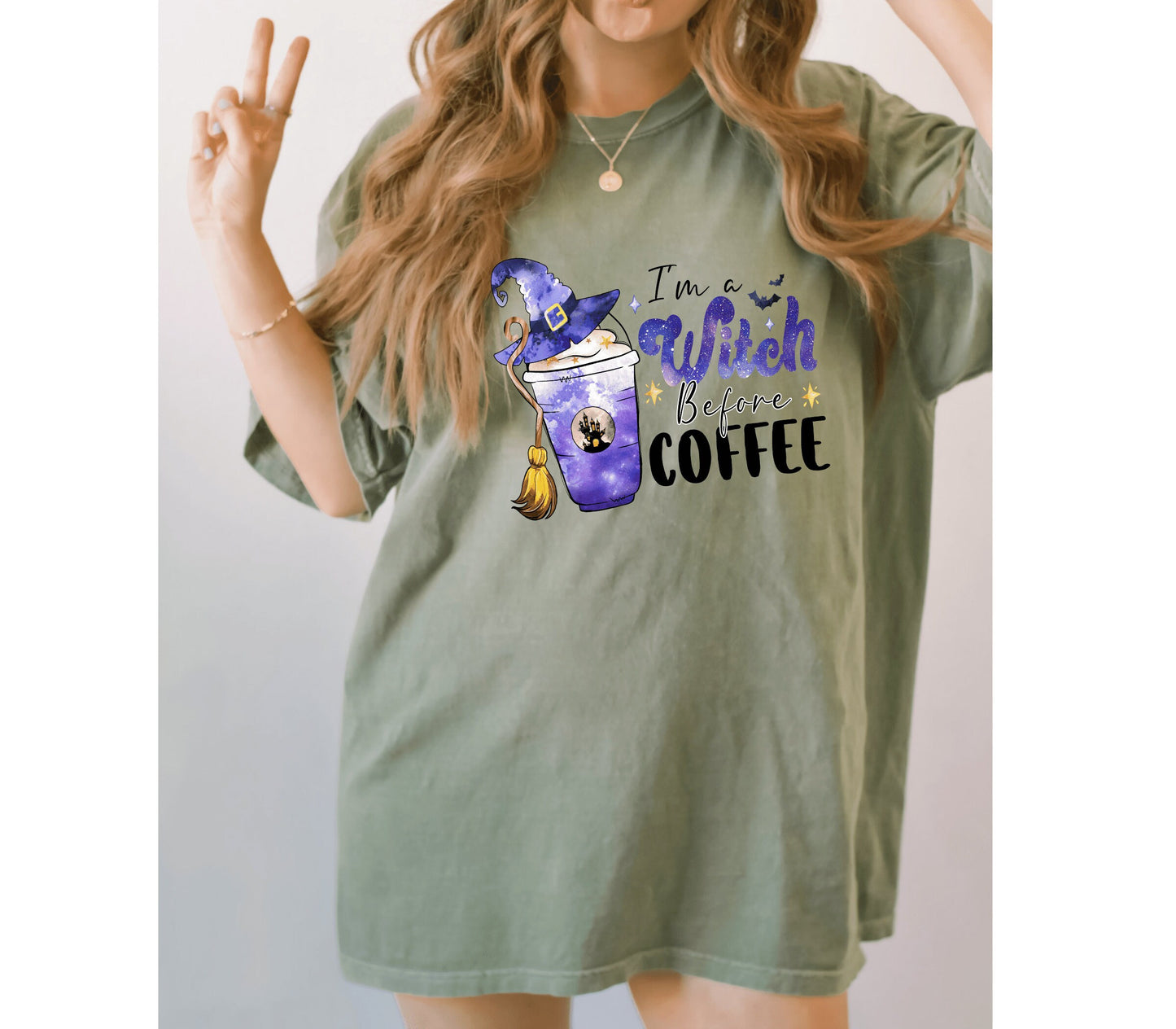 Witchy Halloween ComfortColor Coffee Lover Halloween Shirt Mom Coffee Shirt Coffee Halloween Gift Coffee Drink Shirt Halloween Fall Shirt