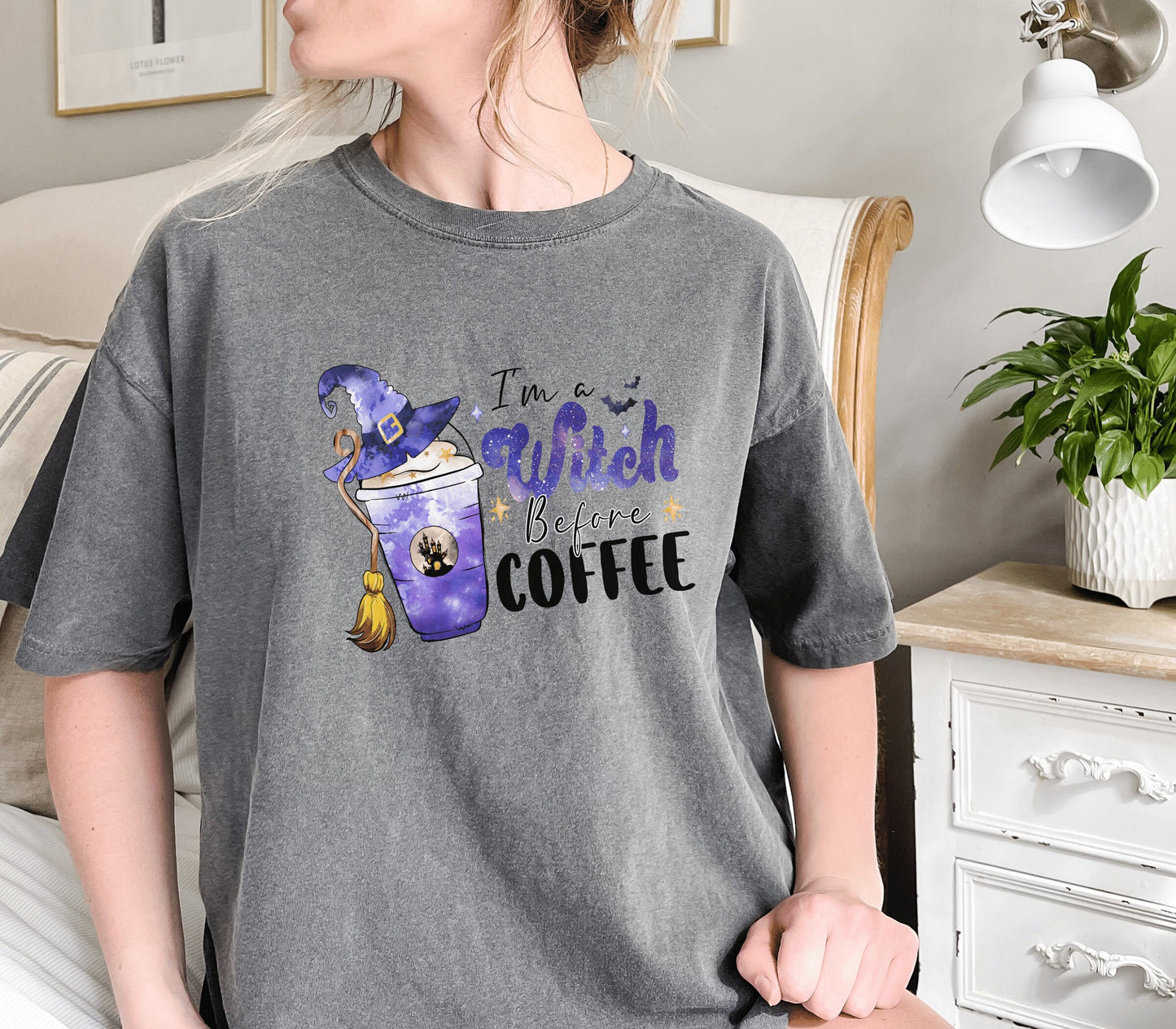 Witchy Halloween ComfortColor Coffee Lover Halloween Shirt Mom Coffee Shirt Coffee Halloween Gift Coffee Drink Shirt Halloween Fall Shirt