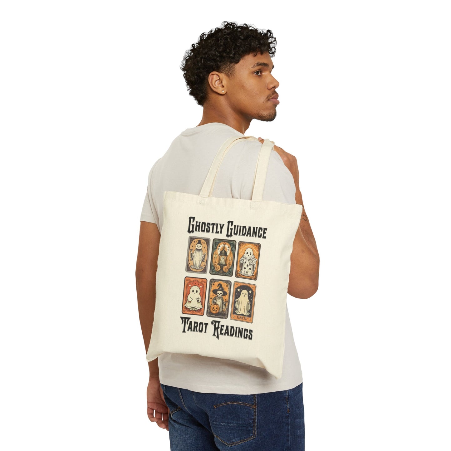 Retro Halloween Tote Bag Tarot Card Tote Bag Bagged Tote GhostFace Spooky Season Ghost Tarot Giftful Tote Bag Giftul ToteBag Gifted Tote