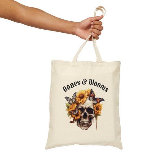 Halloween Sunflower and Skull Tote Bag Sunflower Totebag Halloween Tote Bagged Skull Totebag Sunflower Artful Sunflower Gifted Tote Giftful