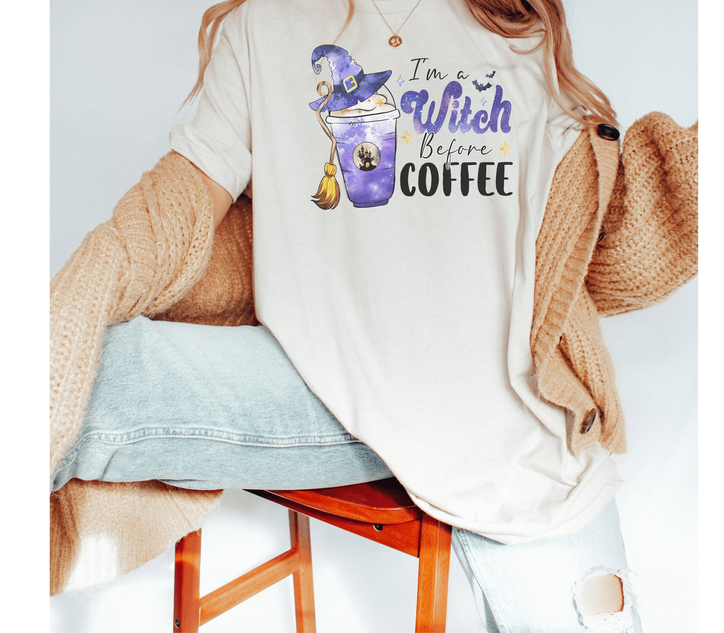 Witchy Halloween ComfortColor Coffee Lover Halloween Shirt Mom Coffee Shirt Coffee Halloween Gift Coffee Drink Shirt Halloween Fall Shirt