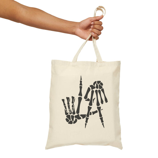 Halloween Skeleton Totebag Large Skeleton Tote Bag Cu-tee Los Angeles Halloween Tote Seasonal Vibes Spooky Season Vibes Skeleton