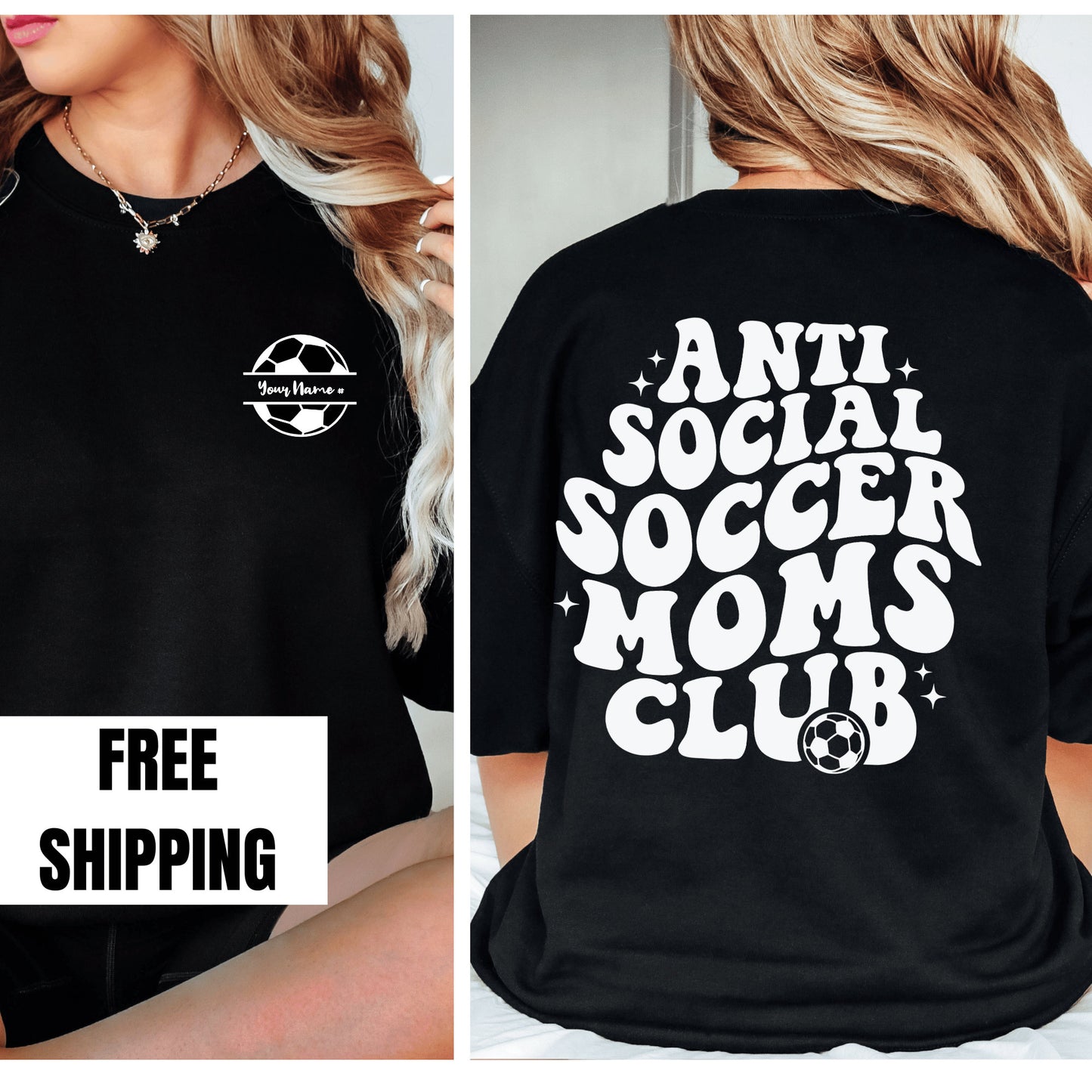 Custom Soccer Moms Shirt AntiSocial Moms Club Comfort Colors Oversize Tshirt Soccer Tee Personalized Soccer Mama Shirts Game Day Mama Gift