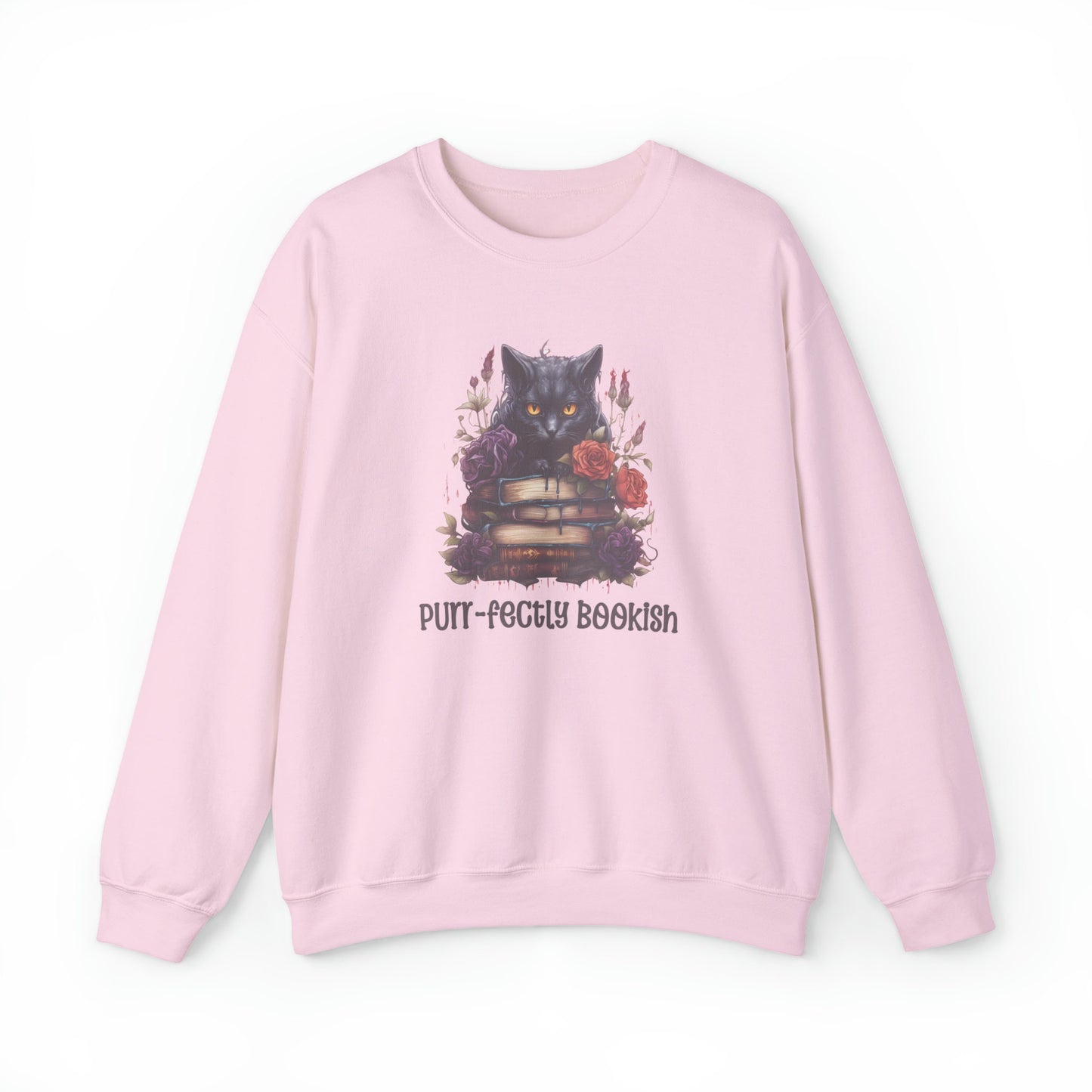 Book Lover Halloween Sweatshirt Black Cat Book Lover Crewneck Book Fully Gifted Dark Academia Kitty Sweater Bookish Aesthetic Whimsi Goth