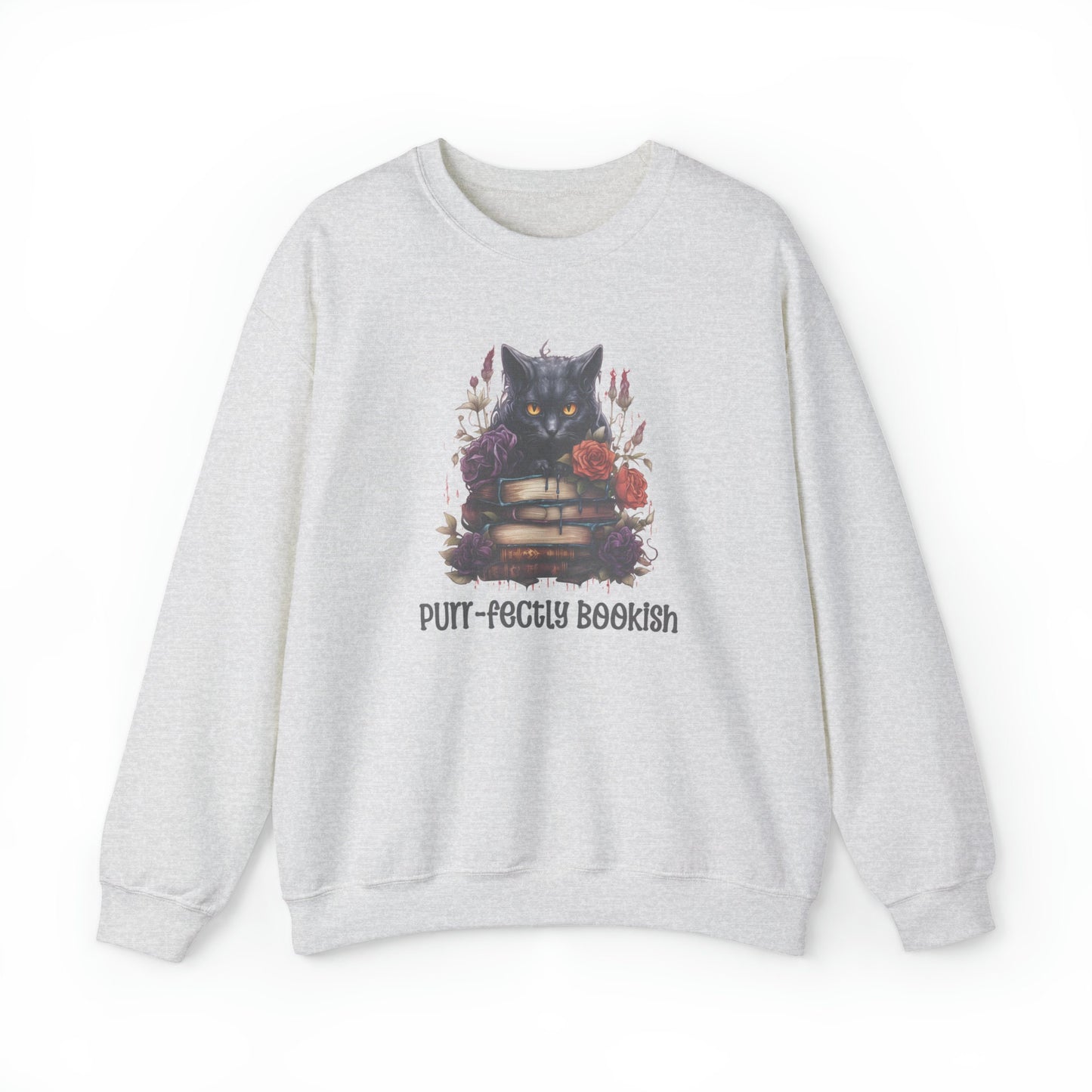 Book Lover Halloween Sweatshirt Black Cat Book Lover Crewneck Book Fully Gifted Dark Academia Kitty Sweater Bookish Aesthetic Whimsi Goth