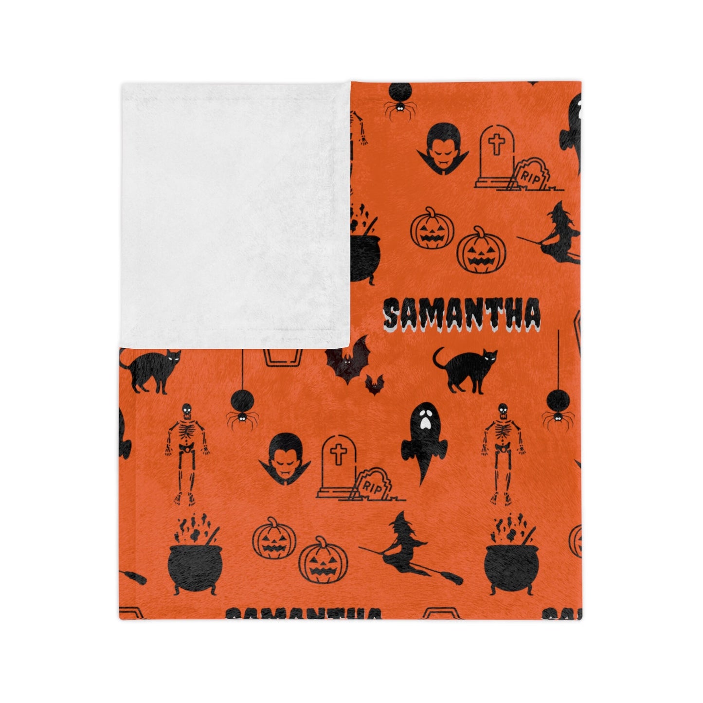 Custom Halloween Blanket Personalized Minky Blanket Spooky Blankets Girl Blanket For Boys Giftful Halloween Gift Boys Custom Name Blanket