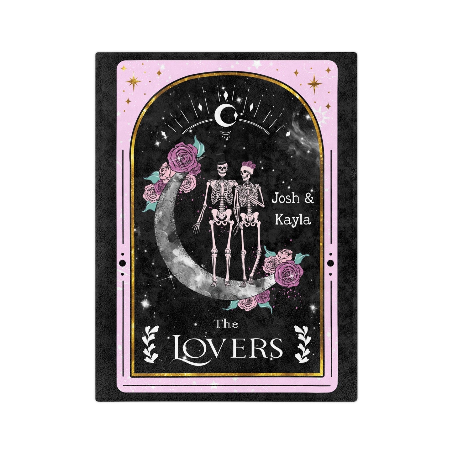 Couples Custom Halloween Skeleton Tarot Card Blanket Gift, Personalized Couple Dating Gift, Couples Gift Custom, Name Blanket Boyfriend Gift