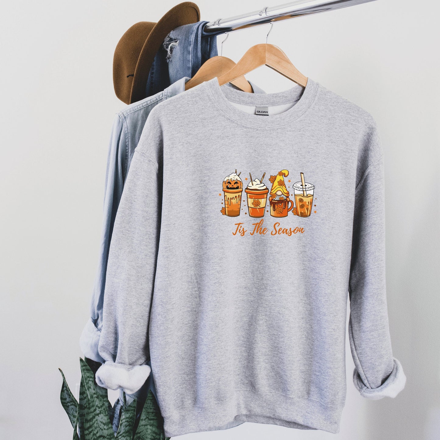 Coffee Lovers Sweatshirt Fall Coffee Sweatshirt Crewneck Cute Coffee Sweatshirt Halloween Pumpkin Tis The Season Sweatshirts Gifted Coffee