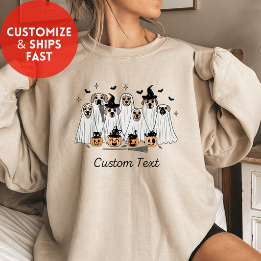 Ghost Dogs Halloween Sweatshirt Ghost Dogs Sweatshirt Dog Giftful Halloween Sweatshirt Dog Gifted Halloween Crewneck Dog Person Personality