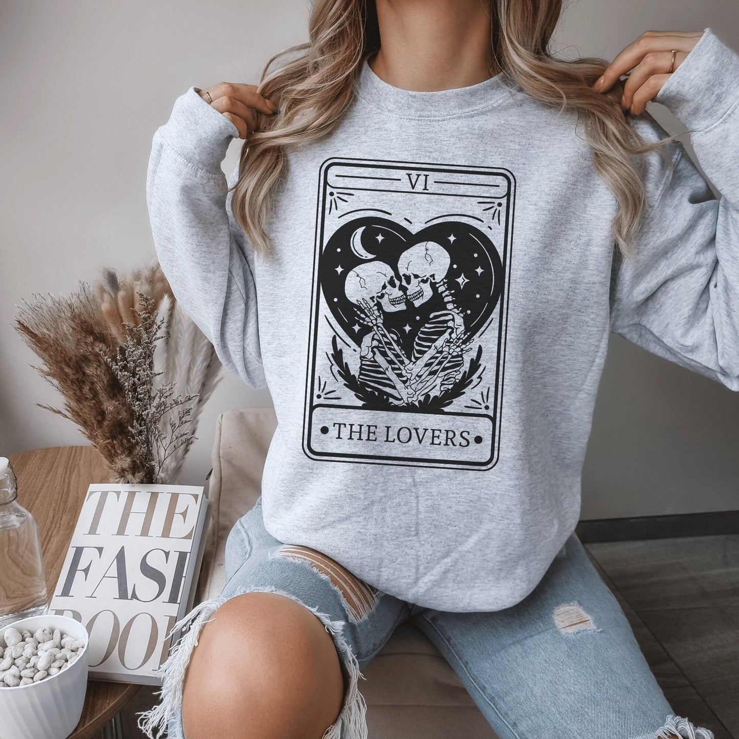 Skeleton Tarot Card Sweatshirt Halloween Couple Gift Boyfriend Gift Tarot Card Boyfriend Shirt Tarot Gifts Tarot Card Gift Dating Couple