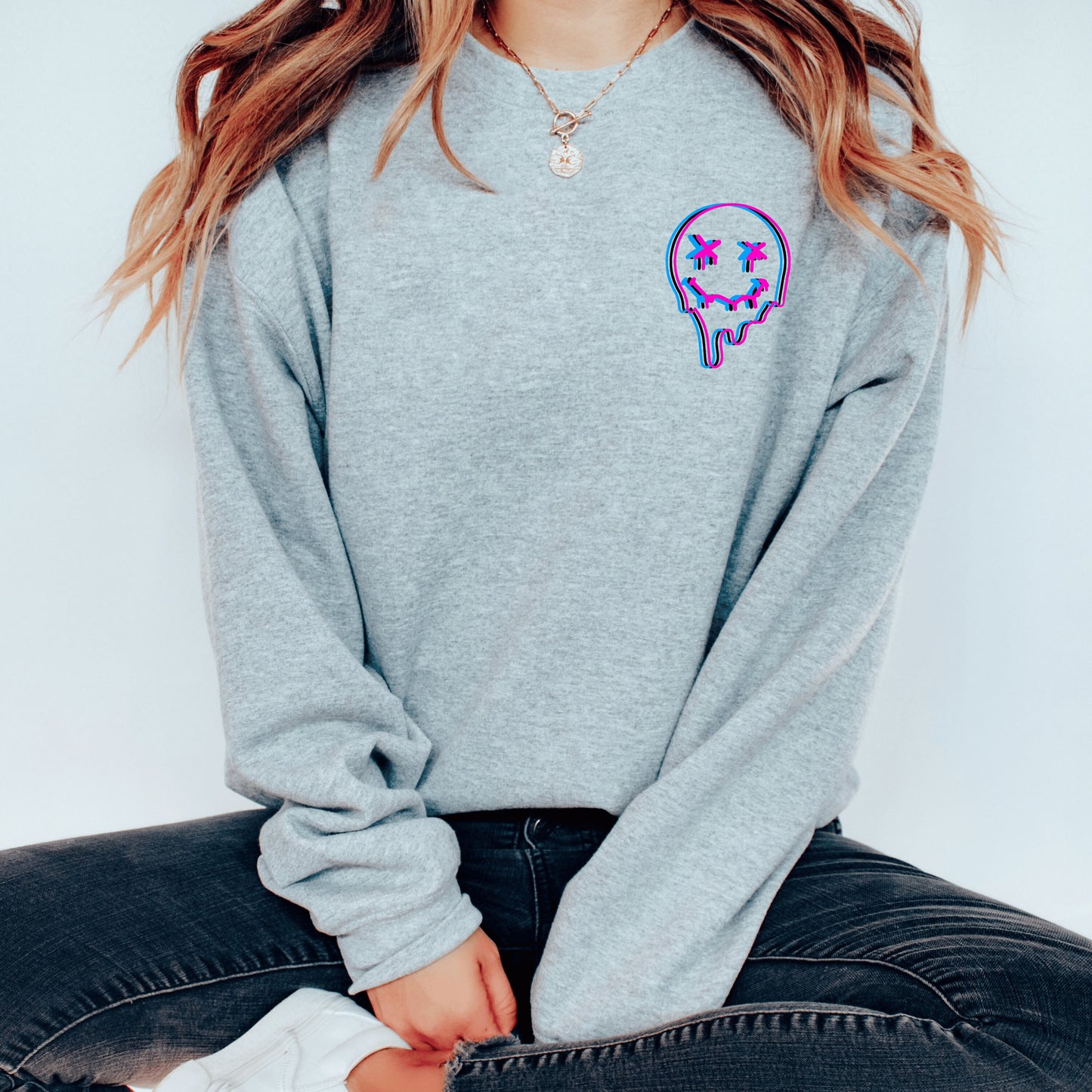 Smiley Faces Sweatshirt Crewneck, Trendy Aesthetics Sweatshirts, Retro Smiley Faces, Happy Smiley Faces, Oversized Tik Tok