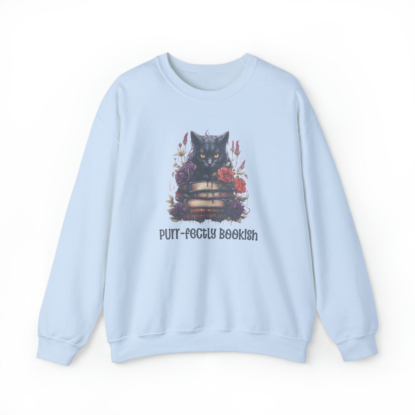 Book Lover Halloween Sweatshirt Black Cat Book Lover Crewneck Book Fully Gifted Dark Academia Kitty Sweater Bookish Aesthetic Whimsi Goth