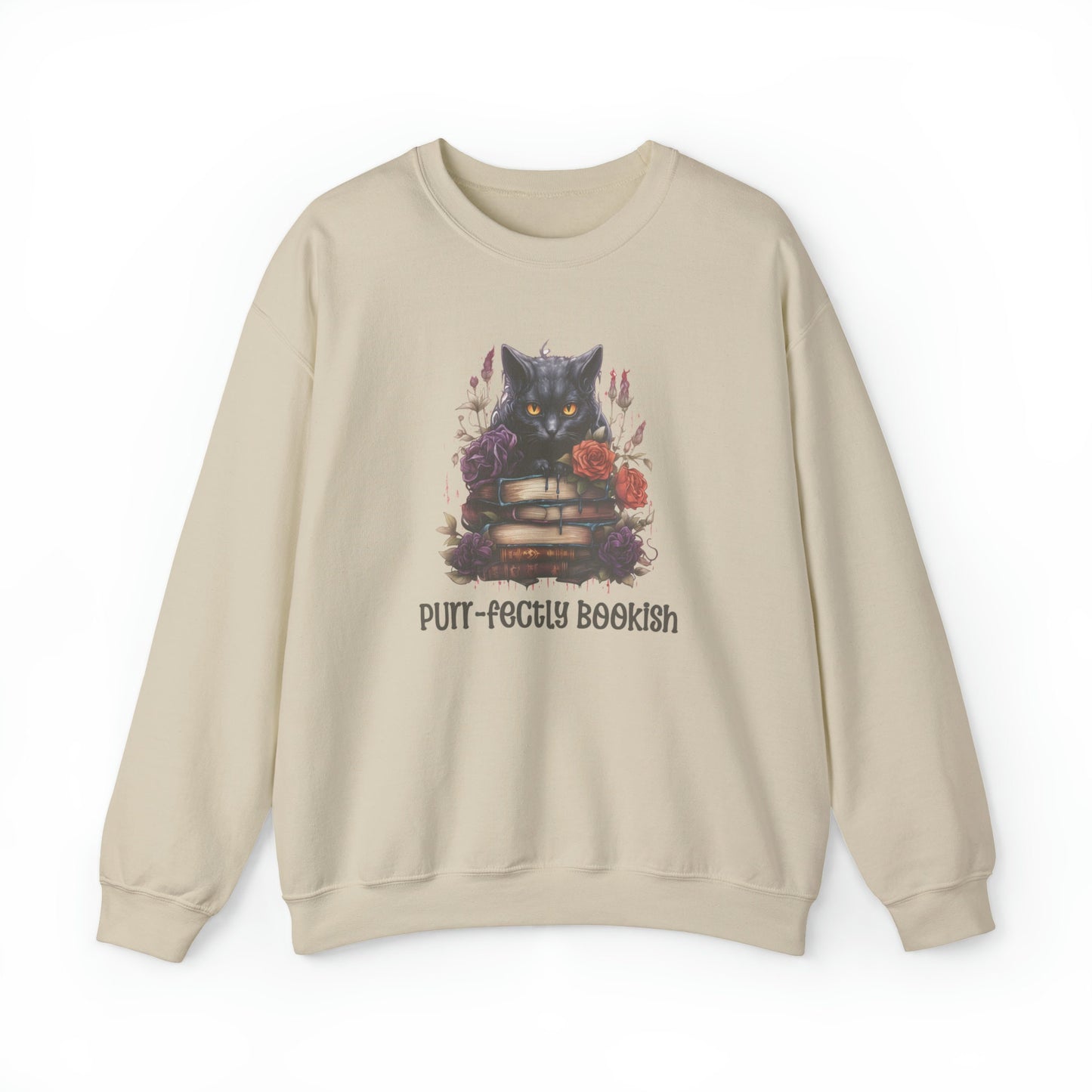 Book Lover Halloween Sweatshirt Black Cat Book Lover Crewneck Book Fully Gifted Dark Academia Kitty Sweater Bookish Aesthetic Whimsi Goth