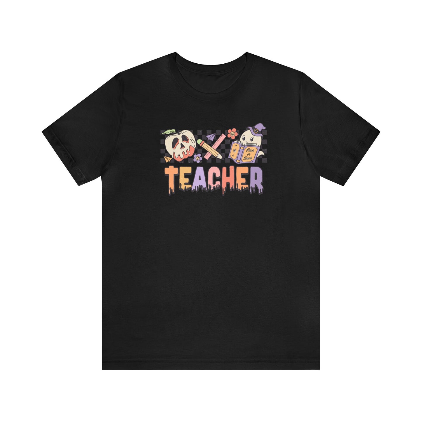 Retro Halloween Teacher Shirt Custom Teachers Name Gift Personal Teacher Halloween Tee Retro Groovy Teacher Shirt Gifted Personalized Shirt