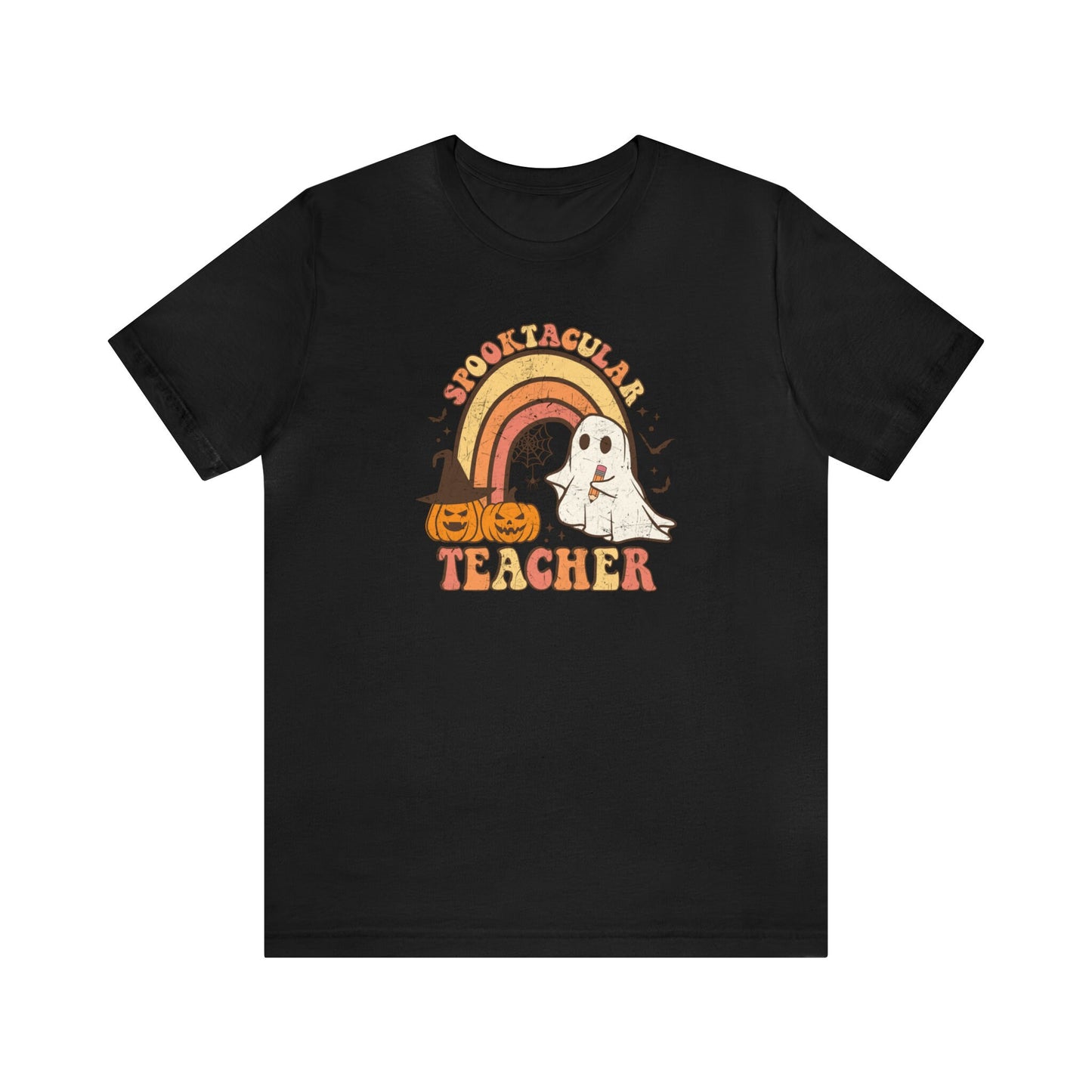 Retro Halloween Teacher Shirt Custom Teachers Name Gift Personal Teacher Halloween Tee Retro Groovy Teacher Shirt Gifted Personalized Shirt