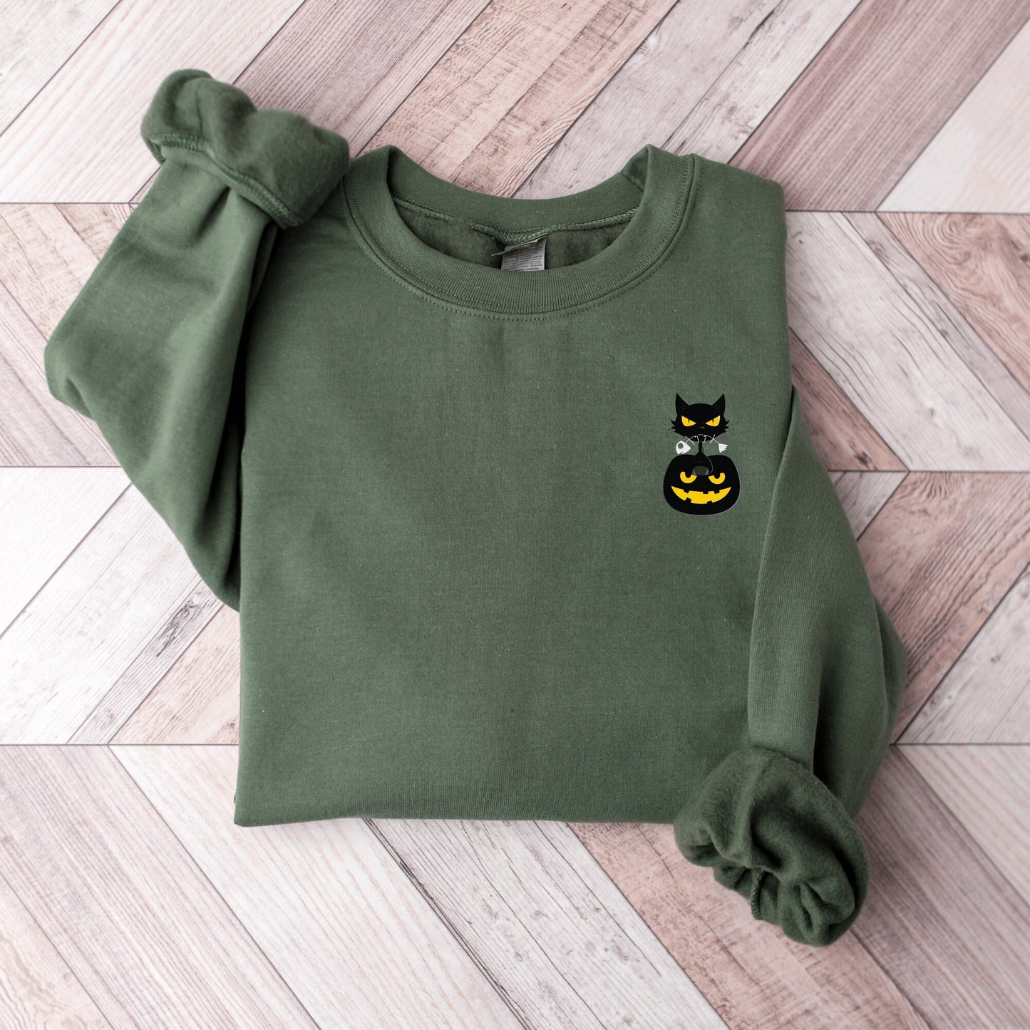 Pumpkin Halloween Sweatshirt, Fall Pumpkin Sweatshirt, Cute Black Cat Crewneck, Ghost Halloween Pumpkin Sweatshirt, Spooky Season Sweater