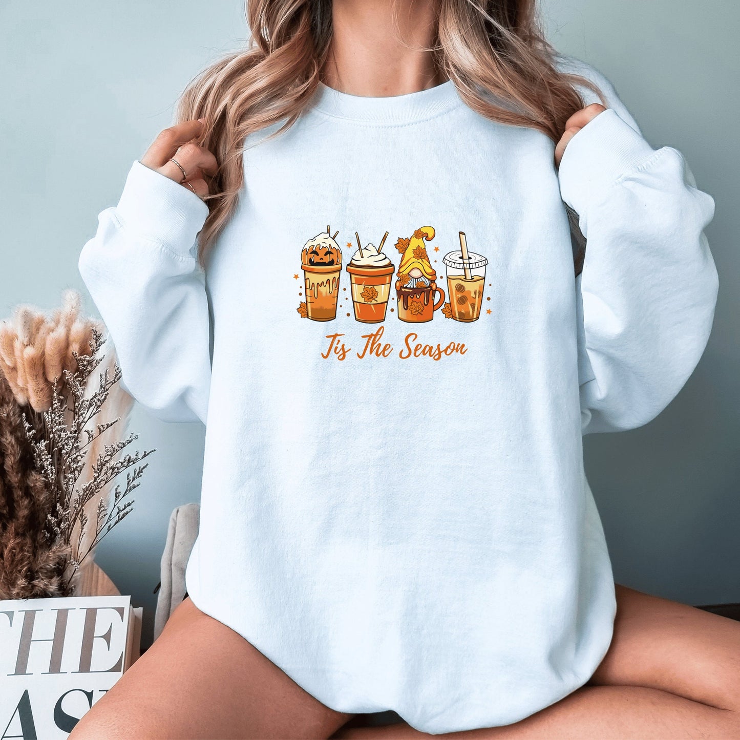 Coffee Lovers Sweatshirt Fall Coffee Sweatshirt Crewneck Cute Coffee Sweatshirt Halloween Pumpkin Tis The Season Sweatshirts Gifted Coffee