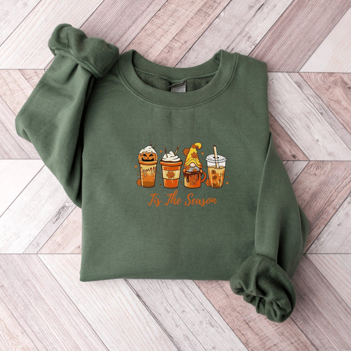 Coffee Lovers Sweatshirt Fall Coffee Sweatshirt Crewneck Cute Coffee Sweatshirt Halloween Pumpkin Tis The Season Sweatshirts Gifted Coffee