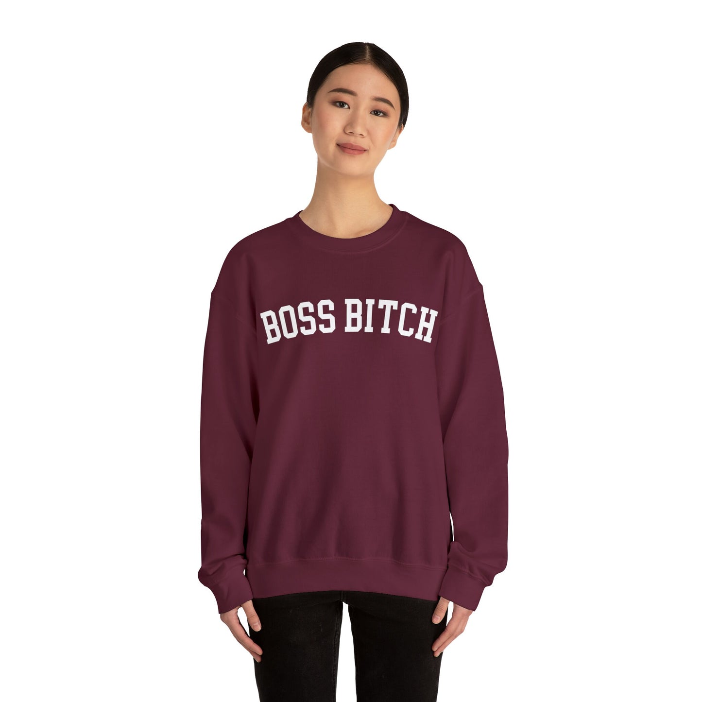 Boss Bitch Crewneck Sweatshirt, Trendy Oversized Sweatshirt, Aesthetics Sweatshirt, Mom Sweater, Letters College Varsity Gifted Pullover