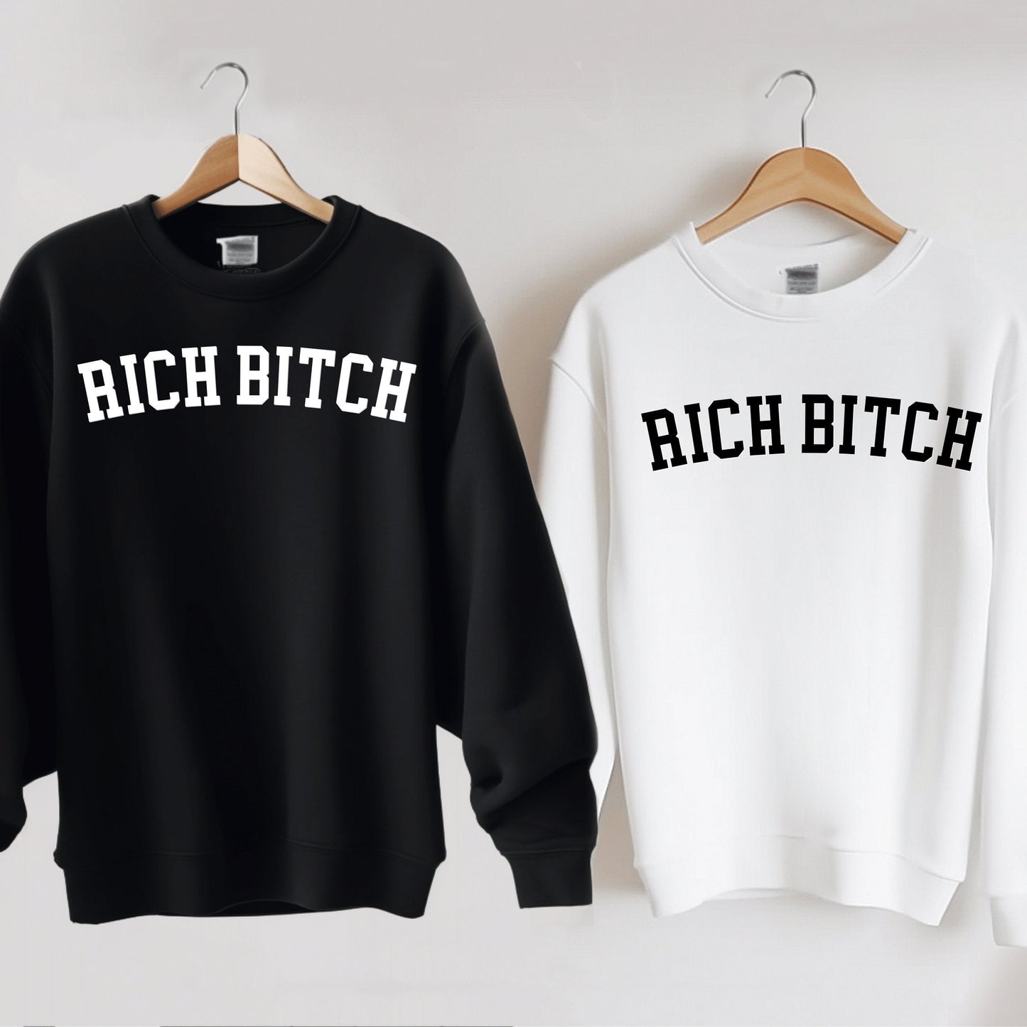 Rich Bitch Crewneck Sweatshirt Gift, Trendy Oversized Sweatshirt, Aesthetics Sweatshirt Tik Tok, Funny Mom Sweater, Letters College Varsity