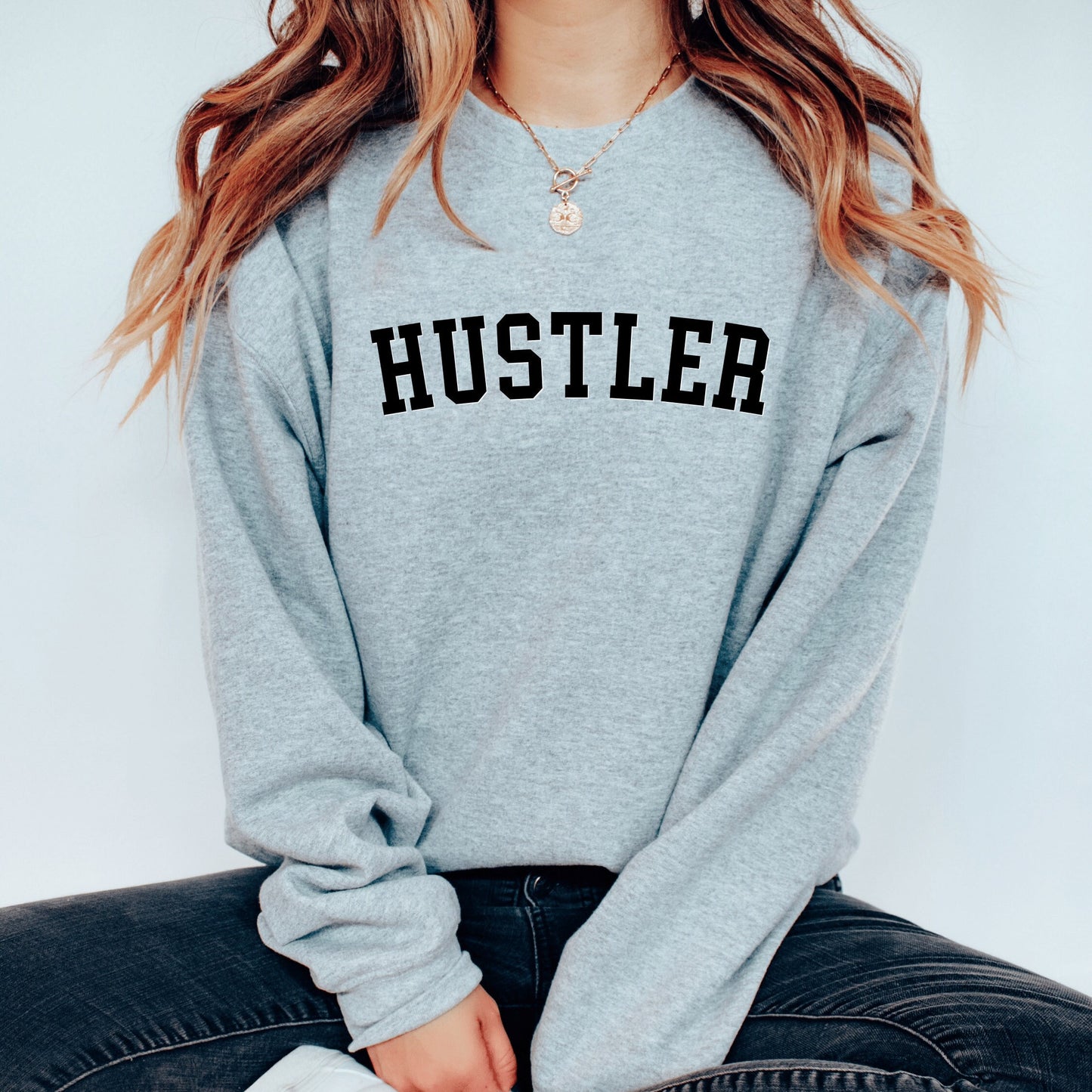 Hustler College Sweatshirt Crewneck, Trendy Oversized Sweatshirt Gifts, Aesthetics Sweatshirt Tik Tok, Mom Sweater, Varsity Letters Pullover