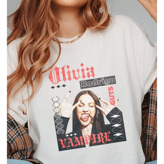 Comfort Colors Olivia Rodrigo Guts Shirt, Olivia Rodrigo Vampire Shirt, Olivia Sour, Trendy Over Sized, Olivia Rodrigo Albums, Rodrigo Gift