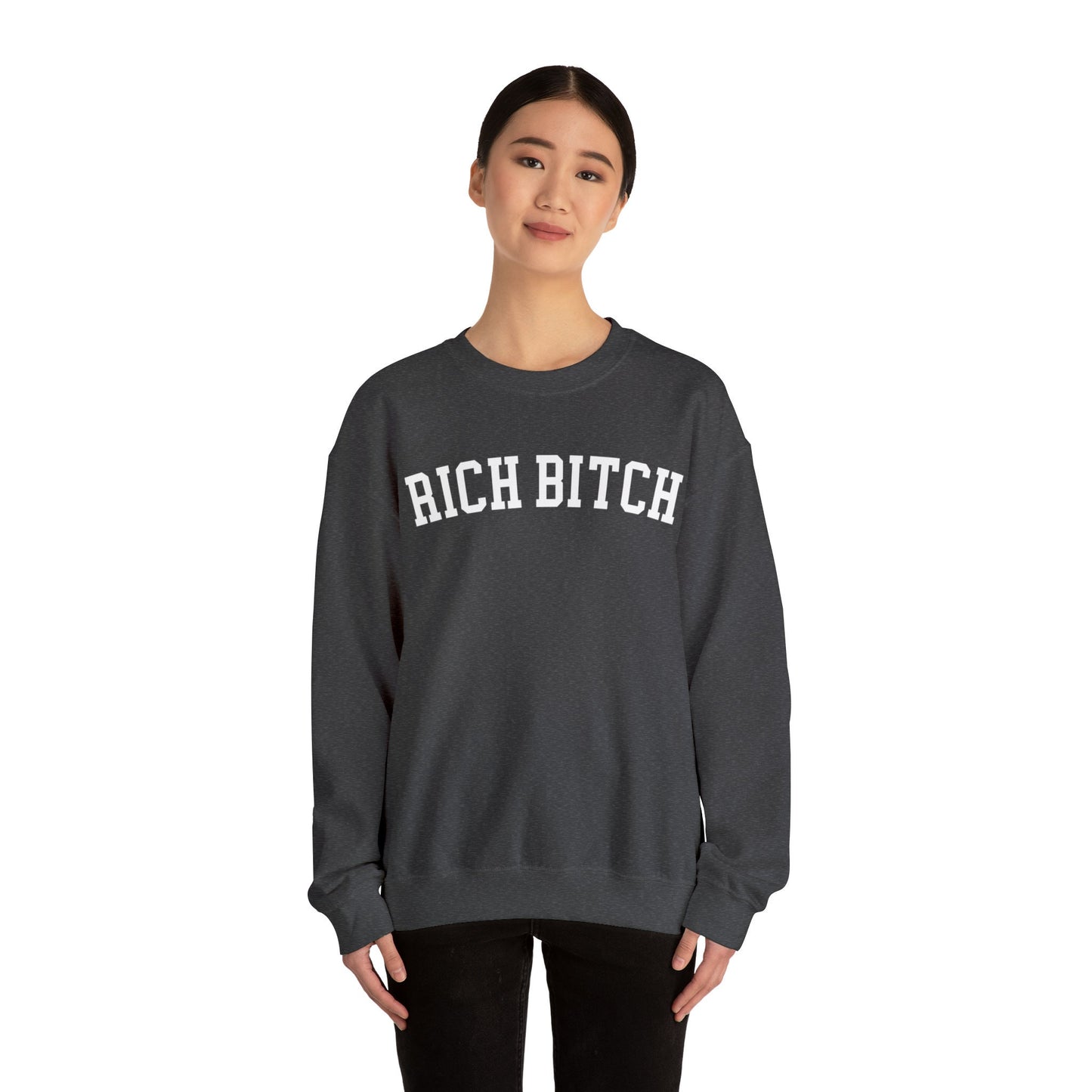 Rich Bitch Crewneck Sweatshirt Gift, Trendy Oversized Sweatshirt, Aesthetics Sweatshirt Tik Tok, Funny Mom Sweater, Letters College Varsity